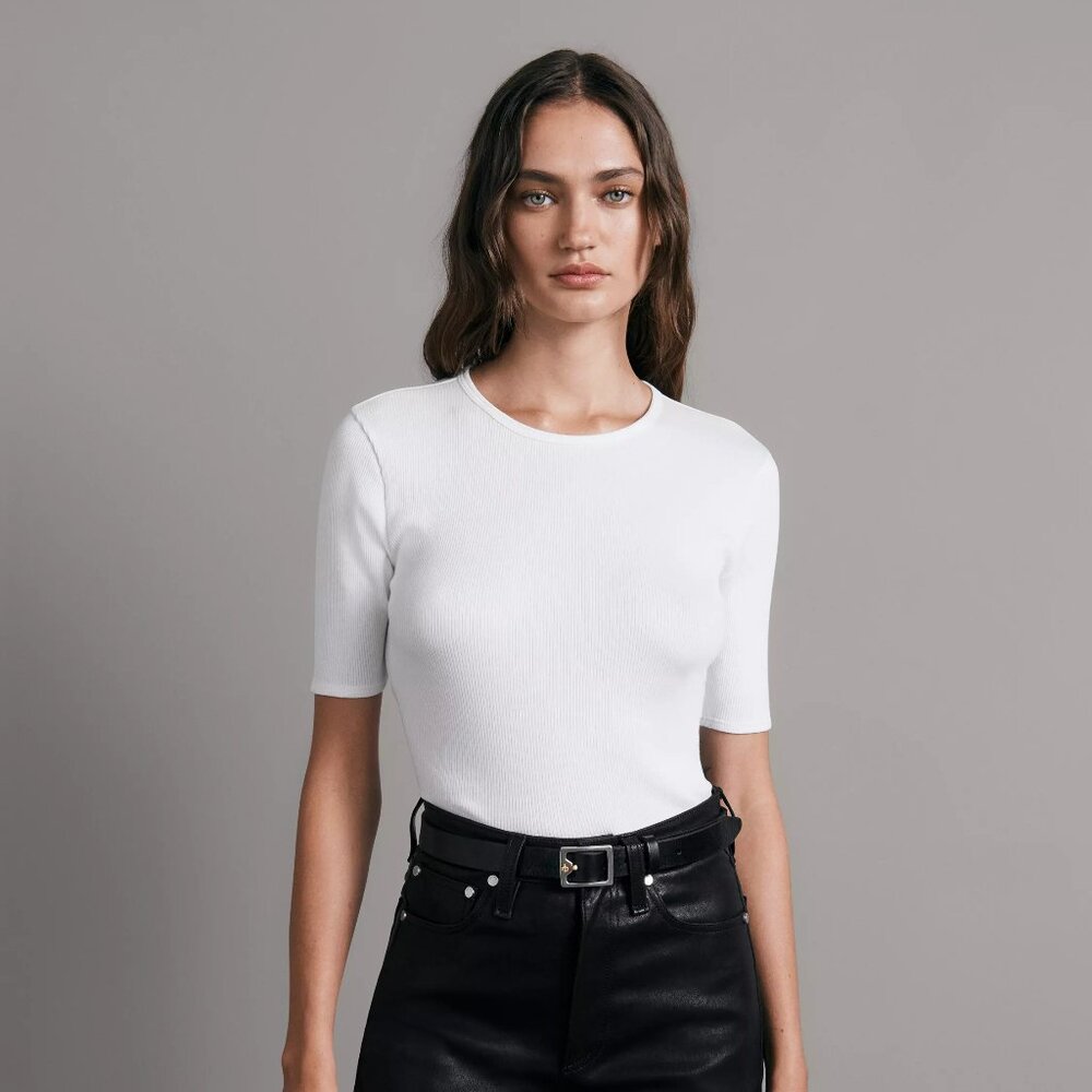rag & bone Essential Rib Short Sleeve Tee - size XXS